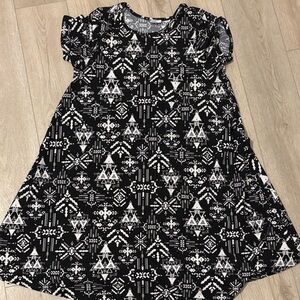 LuLaRoe Black and White Geometric Midi Dress